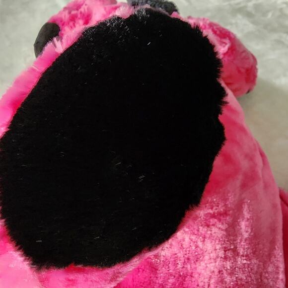 Dan Dee Jumbo Dog Plush 26" Hot Pink Fur Sewn Sad Tired Eyes Floppy Lays Flat - Picture 5 of 10